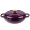 EMALIOWANY GARNEK ŻELIWNY PŁASKI 30cm 3L HAGE EGGPLANT